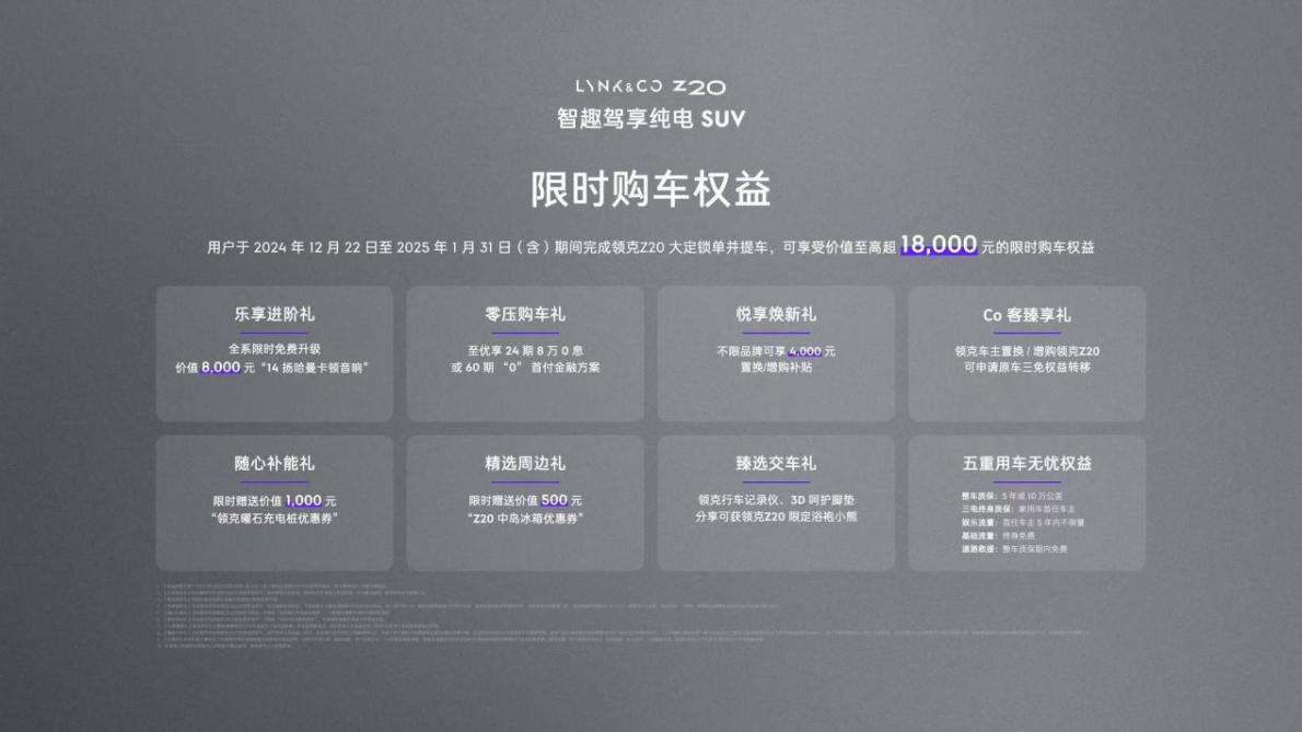 领克Z20上市 限时售价1359万元起米乐体育app网站定位品牌首款纯电SUV(图8)
